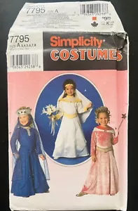 New Simplicity 7795 Princess & Queen Halloween Costume Sewing Pattern Girls 3-8 - Picture 1 of 3