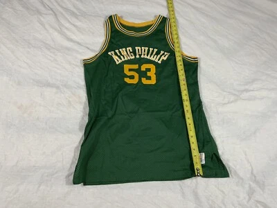 CAMISETA DE BALONCESTO CAMPEONA VINTAGE AÑOS 80 KING PHILIP HECHA EN ESTADOS UNIDOS JUVENIL XL ADULTO XS Foto 1 de 4