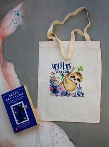 Faultier Tasche, natürliche Baumwolle Beuteltasche, Schultertasche leichte Tasche - Bild 1 von 2