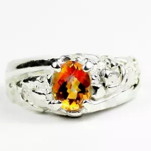 925 Sterling Silver Men's Nugget Ring, Twilight Fire Topaz, SR368 - Picture 1 of 5