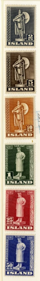 Sello de Islandia 1939-45 Sc#229 230 231 237 238 239 MLHOG Foto 1 de 1