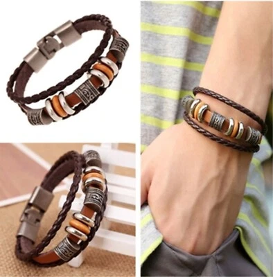 Leder Armband für Damen und Herren Armbänder Anhänger Männer Frauen Unisex Mode - Bild 1 von 4