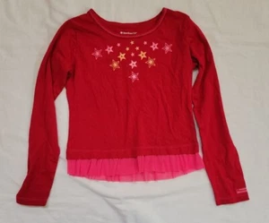 American Girl Long Sleeve Shirt Size M 10/12, Red, Pink, Stars - Picture 1 of 6
