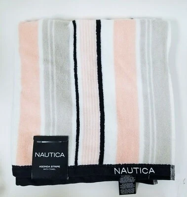 NUEVA TOALLA DE BAÑO NAUTICA AGONDA ROSA, GRIS, AZUL MARINO RAYAS Foto 1 de 4