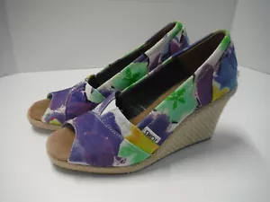 Sandalias TOM'S 5,5W púrpuras florales con punta de peep - Imagen 1 de 8