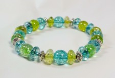 & Lime Green Beaded Silver Bracelet Cynthia Lynn "Turmali Punch" Indicolite Blue