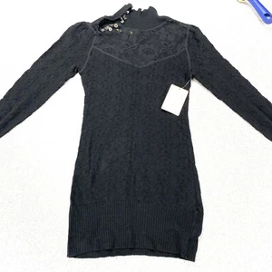 Free People Sweater Womens S/P Black Boho Moto Goth MSRP: $98.00 - Picture 1 of 18