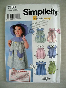 UNCUT Simplicity Sewing Pattern 7189 - Girls Dress Panties Hat - Size 6m 1 2 3 4 - Picture 1 of 2