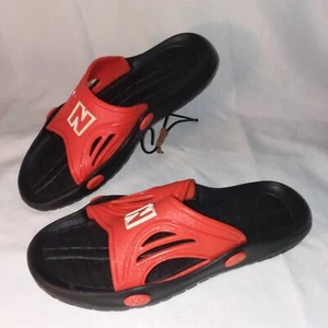New Balance Slides Sandals Men's Sz 7 Slip On Black Orange White - Picture 1 of 13