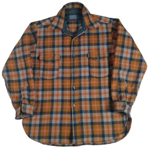 #34 VINTAGE PENDLETON THICK WOOL PLAID SHIRT JACKET MENS XL 50" CHEST - Picture 1 of 10