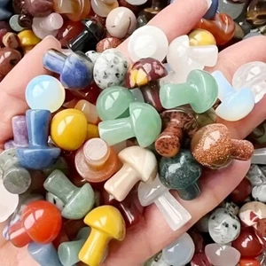 20pcs Random 2CM Mini Crystal Stone Mushroom Decorations Whimsical DIY Jewelry - Picture 1 of 6