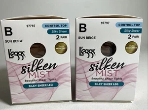 Leggs Seidennebel Kontrolloberteil Strumpfhose Größe B sonnenbeige 4 Paar NEU - Bild 1 von 6