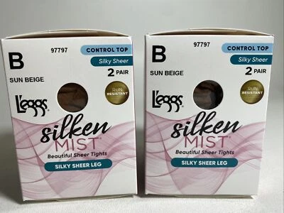 Leggings Silken Mist Control Top Pantimedias Talla B Beige Sol 4 pares NUEVO Foto 1 de 4