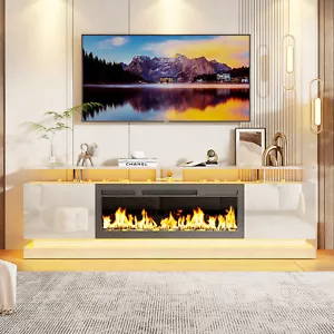 Fireplace TV Stand Entertainment Center Modern Wood Media TV Console storage 70" - Picture 1 of 11