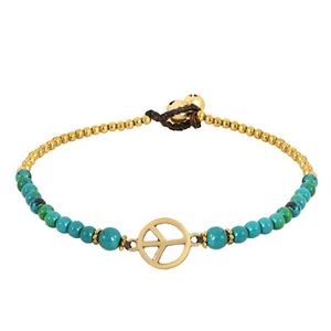 Signo de Paz Vintage con Campana Jingle de Malaquita Verde y Cuentas de Latón - Imagen 1 de 4