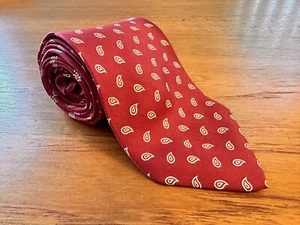 CHARVET Corbata Cuello Sarga de Seda Rojo Ladrillo PAISLEY ESTAMPADO RIÑÓN 60-L Hecha en Francia - Imagen 1 de 6