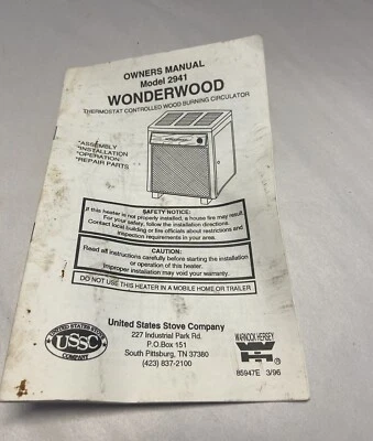 Wonderwood manual del propietario 2941 circulador de leña Foto 1 de 2