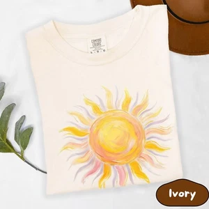 Women's Sun T-Shirt , Sunshine Brushstroke Comfort Colors Shirt, Cute Girls Tee - Picture 1 of 14