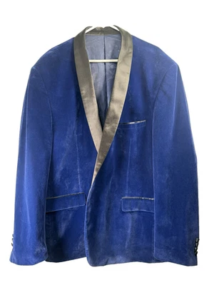 Trajes afilados Azul Real Terciopelo Esmoquin Chaqueta Satén Chal Cuello Para Hombres Talla 56R/50W Foto 1 de 4