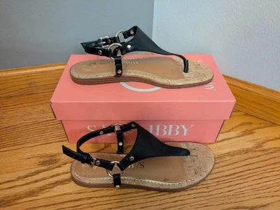 New In Box Sam & Libby Women’s Size 7 Beautiful Black Thong Sandal - Image 1 of 4