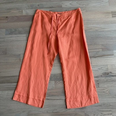 Pantalones para mujer Ashley Stewart talla grande naranja mezcla de lino pierna ancha talla 22W Foto 1 de 4