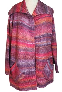 Cardigan in maglia misto lana puro J. Jill aperto davanti taglia X-Large accogliente tono gioiello - Foto 1 di 8