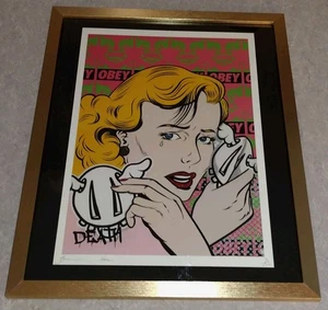 DEATH NYC ltd ed signed FRAMED graffiti street art print 45x32cm D*Face x Obey - Picture 1 of 2