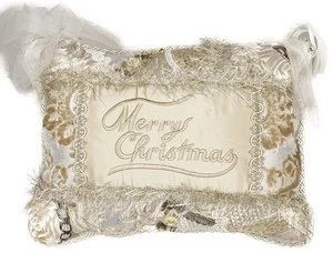Merry Christmas Accent Throw Pillow Beige 19”x 14”x 6” - Picture 1 of 8