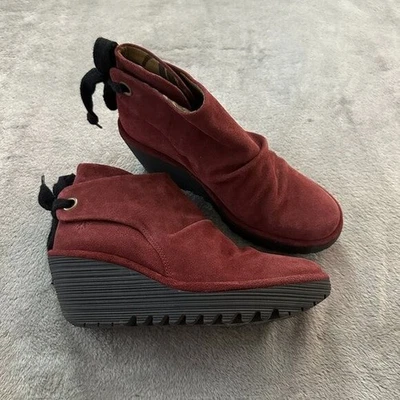 Fly London Yebi Gamuza Acanalada Botines Mujer 38 EE. UU. 7,5 8 Borgoña Foto 1 de 4