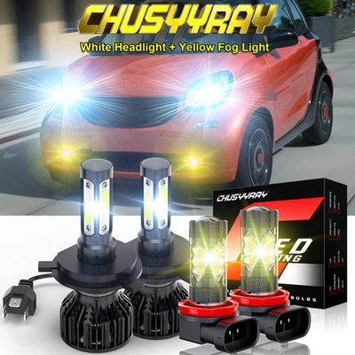 Faros LED de haz alto/bajo y bombillas antiniebla 4X 6000K para Smart Fortwo 2016-2018 Foto 1 de 4