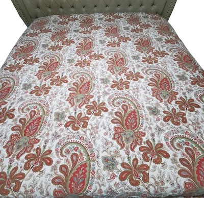 Pottery Barn Charlie Paisley Organic Cotton KING Duvet Cover Red/Green/Cream - Image 1 of 4