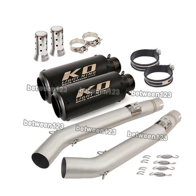 Tubo silenciador de escape punta de enlace medio negro para Suzuki Vstrom 1000 DL1000 2002-2013 Foto 1 de 4