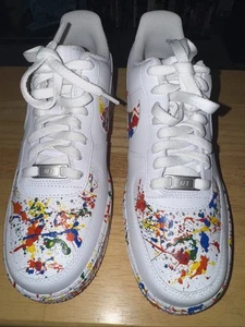 Nike Air Force 1 Customized Jackson Pollock Paint Splatter Men’s Size 8 New - Picture 1 of 11