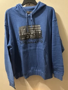 Neu! Herren Ariat Land Of The Free Graphic Sweatshirt Blau/Schwarz/Grau Größe XXL  - Bild 1 von 6