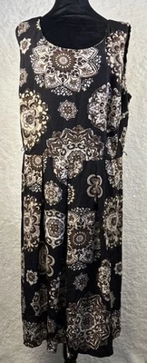 Vestido Studio 1 Talla 18 Negro con Diseño Marrón Sin Mangas Largas Foto 1 de 4