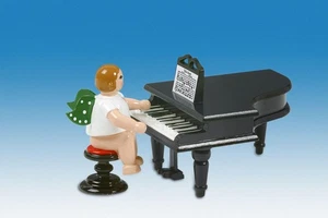 Statua in legno angelo ad ala con corona altezza 6 cm nuova angelo in legno cherubino messaggero di Dio - Foto 1 di 1