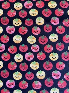 Robert Kaufman Chili Smiles Tomatos on Black Cotton Fabric #20003 2/3 Yard - Picture 1 of 9