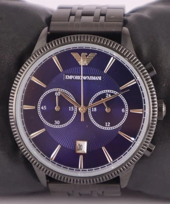 Reloj de pulsera informal Armani para hombre cronógrafo esfera azul con 'fecha' "Keep Good Time" Foto 1 de 4