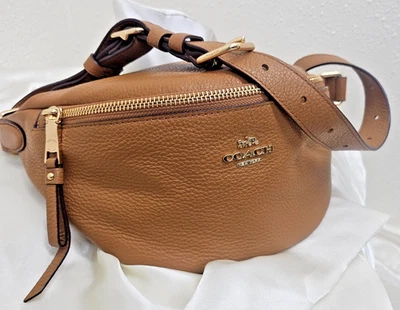 Bolso Cinturón Coach F48738 Cuero Guijarro Tostado/Riñonera/Acento Dorado Foto 1 de 4