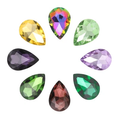 8Pcs 18 x 25mm Teardrop Rhinestone Pointed Back Rhinestone Bead,Multicolor Foto 1 de 4