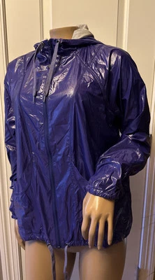 ATHLETA Zip Up Windbreaker Hooded Jacket Pockets Shiny Women’s Size M Purple - Image 1 of 4