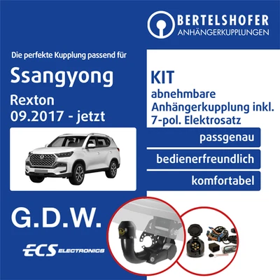 Für SSANGYONG Rexton Typ Y400/Y450 09.2017-jetzt AHK abn. +7pol spez. E-Satz TOP - Bild 1 von 3