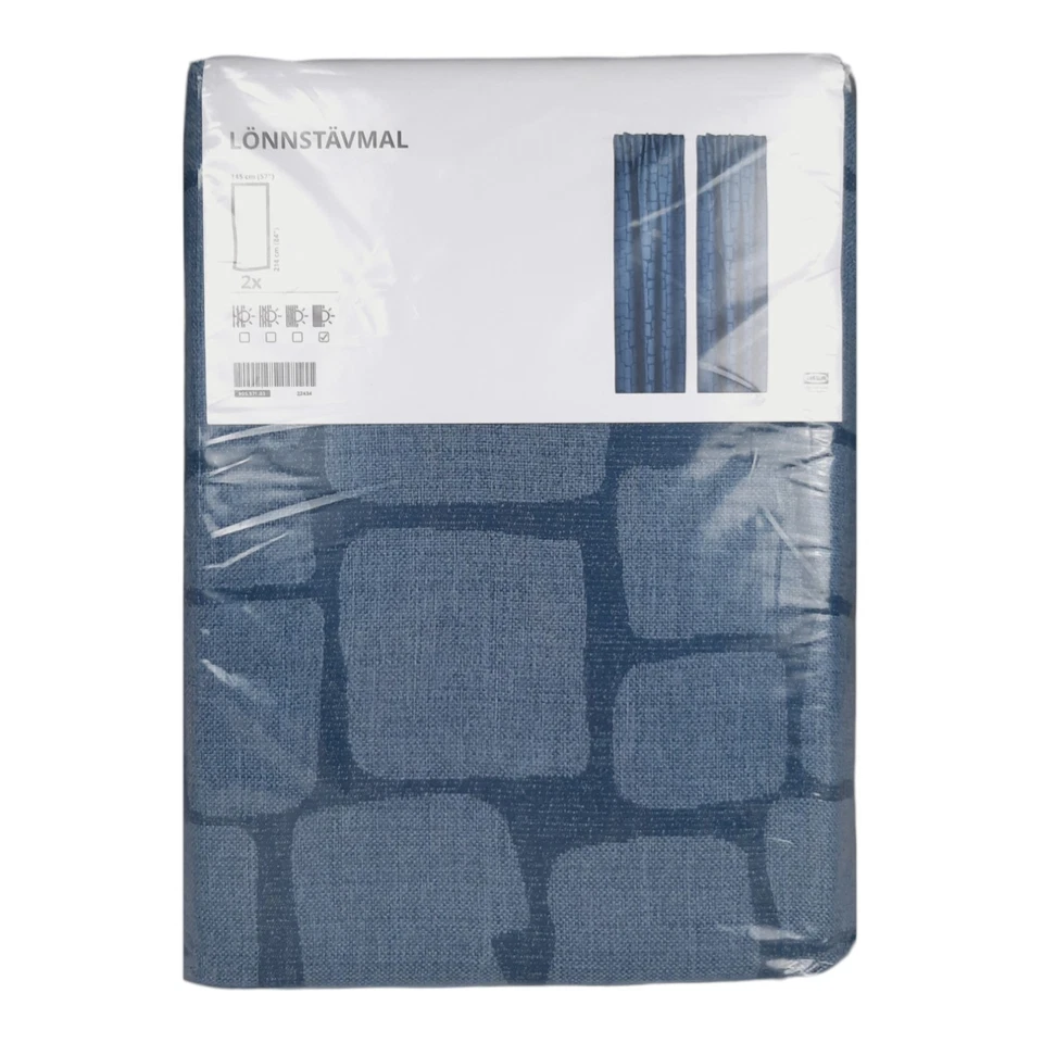 Ikea LONNSTAVMAL Cortinas Black-out 1 par, azul 57x84" 905.571.03 - NUEVO Foto 1 de 1