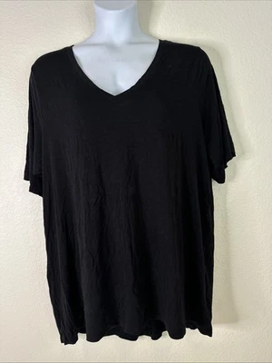 Torrid 女式 4 (4X) 码黑色 V 领超柔软针织 T 恤短袖 — 第 1/4 张图片