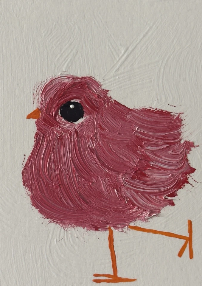 Pintura Original ACEO, Arte al Óleo Impresionismo Pájaro, Plaxe Emmer, Animal Abstracto Foto 1 de 1