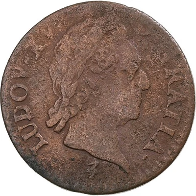 [#134716] France, Louis XV, 1/2 Sol à la vieille tête, 1769, Paris, Copper, VF - Image 1 of 2