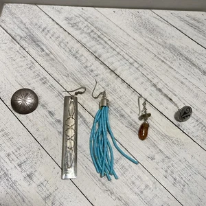 5 orecchini singoli sud-ovest, argento sterling, nativi americani - Foto 1 di 12