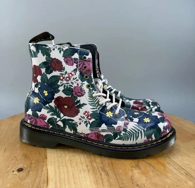 Botas femininas Dr Martens 1460 florais tamanho 7 sapatos estampa jardim zíper lateral NOVO - Imagem 1 de 4