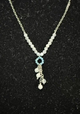 Ожерелье из чистого серебра с бусинами аквамарина и апатита - Изображение 1 из 4