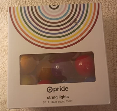 LED Target Pride String Lights 20 Rainbow Globe Lights 15.8/17.3' damged box - Image 1 of 4